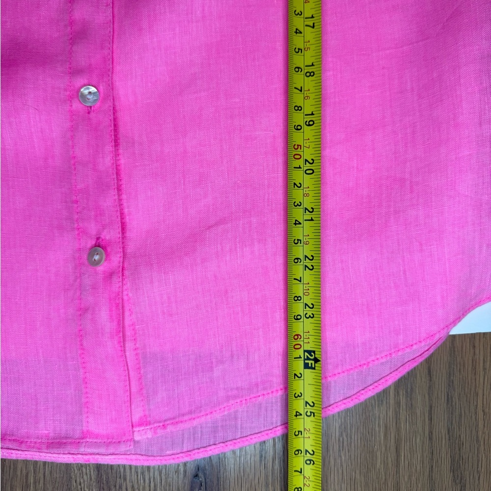 Lilly Pulitzer Briette Hot Pink Isle Ruffle Sleeve 100% Linen Top, SMALL - Picture 14 of 17